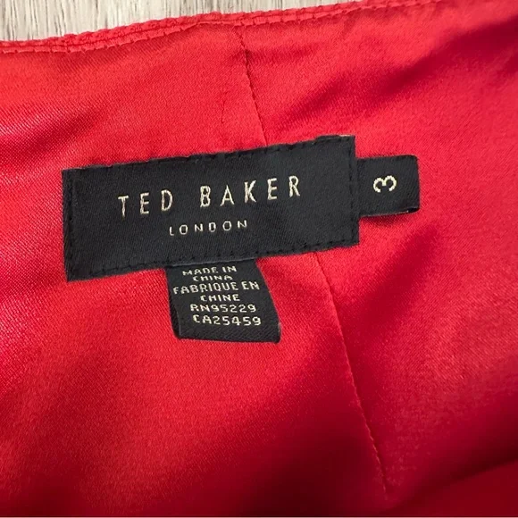 TED BAKER Nuhad Red Bow Waist Detail Tulip Pleated Dress Sleeveless New Girl - Picture 4 of 7